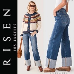 Almost New Risen Jeans High Rise Straight Cuff Jeans 26